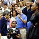 Serena Williams reacts to her loss to Naomi Osaka in the Women’s Singles finals match of the U.S. Open as umpire Carlos Ramos (center) walks off the court.